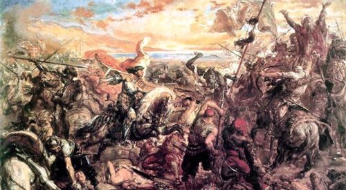 Bitwa pod Warną, reprod. fot. obrazu Jana Matejki (1879), Muzeum Sztuk Pięknych w Budapeszcie, WikipediaCreativeCommons
