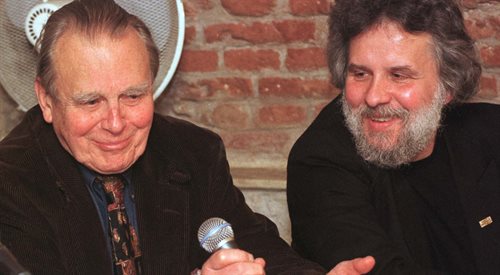 Czesław Miłosz (L) i Jerzy Illg (P). Zdjęcie z 1997 r.