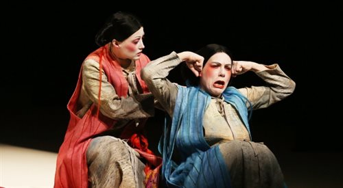 Próba do spektaklu Lady Sarashina Petera Eotvosa w reżyserii i choreografii Ushio Amagatsu. w Teatrze Wielkim - Operze Narodowej w Warszawie