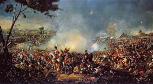 Bitwa pod Waterloo. Obraz autorstwa Williama Sadlera