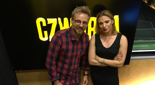 Paweł Domagała wraz z Kasią Węsierską w studiu Czwórki