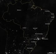 Brazylia nocą - i główne miasta Mundialu