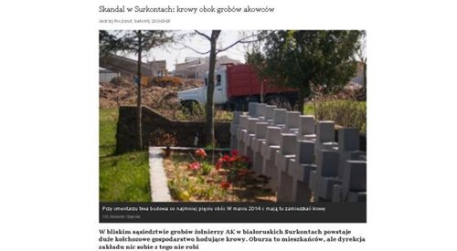 Trwają prace budowlane tuż przy cmentarzu żołnierzy Armii Krajowej w Surkontach