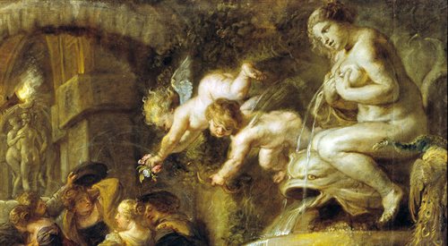Fragment obrazu Ogród miłości Rubensa. Płótno znajduje się w Muzeum Prado w Madrycie
