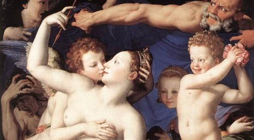 Fragm. obrazu Agnola Bronzino Alegoria czasu i miłości. National Gallery w Londynie