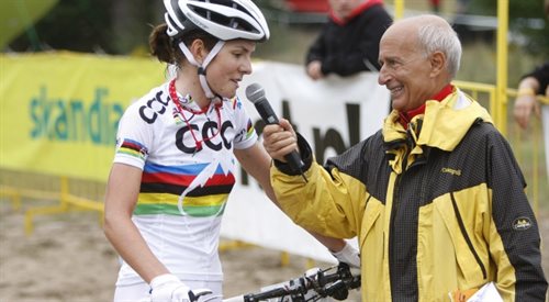 Mistrzyni świata w kolarstwie górskim Maja Włoszczowska i Henryk Sytner
