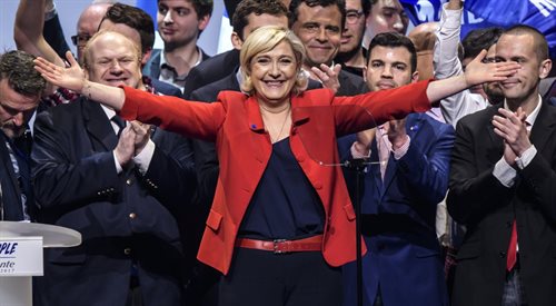 Marine Le Pen podczas wiecu wyborczego