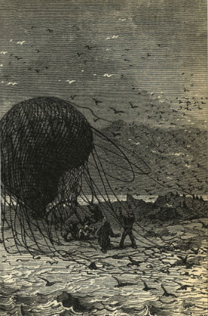Ilustracja do "Tajemniczej wyspy" Verne'a z wydania Hetzela