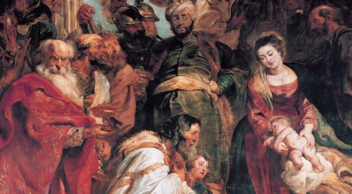 Fragment obrazu Petera Paula Rubensa Pokłon Trzech Króli