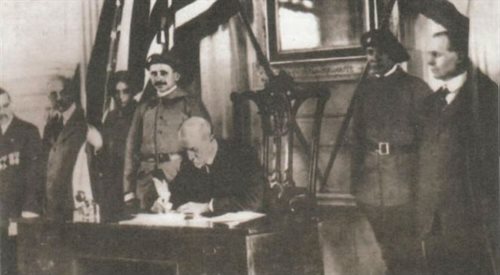 Podpisanie deklaracji niepodległości przez Toma Masaryka w Filadelfii (1918), Wikipediadp