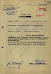 Esbecki wniosek o zakończeniu inwigilacji Jacky'ego Challota po wydaniu skazującego wyroku. Szczecin, 30.07.1984