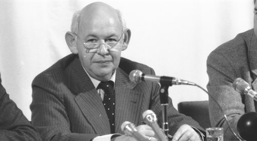 Konferencja prasowa rzecznika rządu PRL Jerzego Urbana, Warszawa 1983 r.