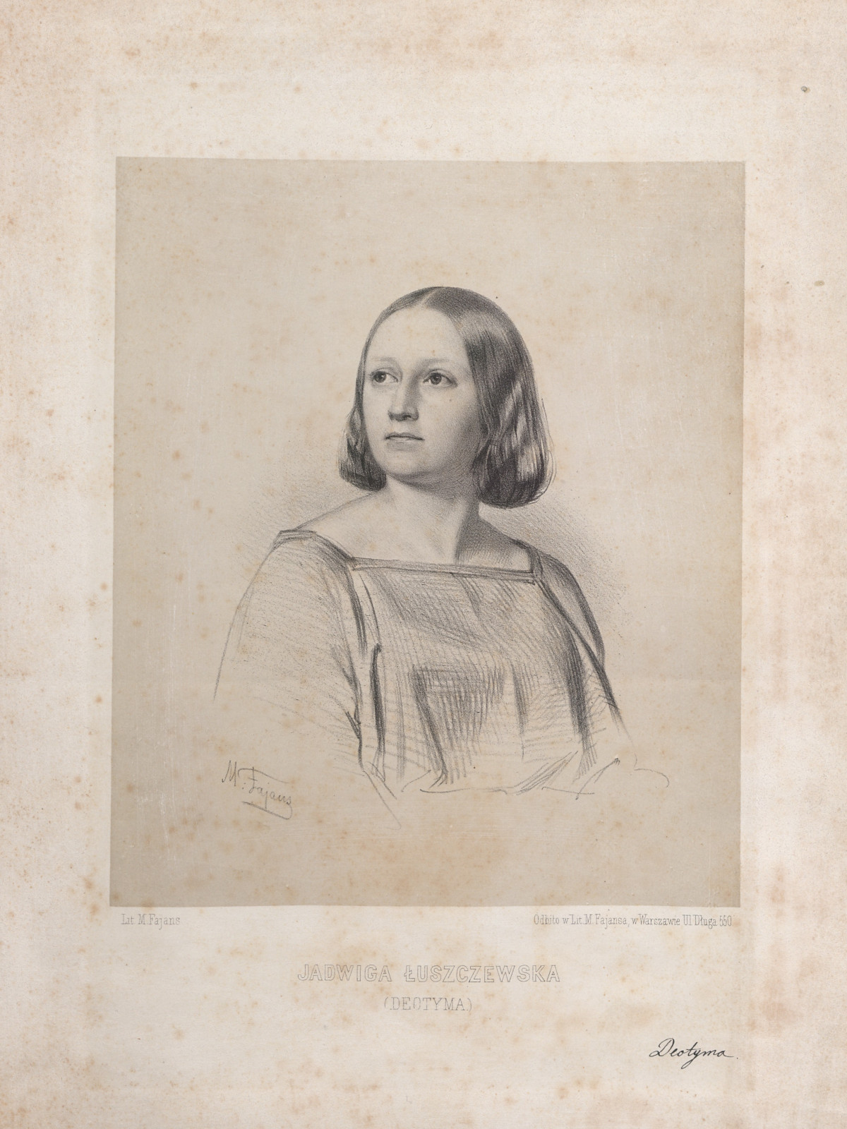 Jadwiga Łuszczewska (Deotyma). Portret autorstwa Maksymiliana Fajansa, 1851-1862. Fot. Polona