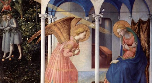 Fragment obrazu Fra Angelico Zwiastowanie