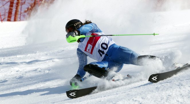 Mateusz Garniewicz na trasie slalomu