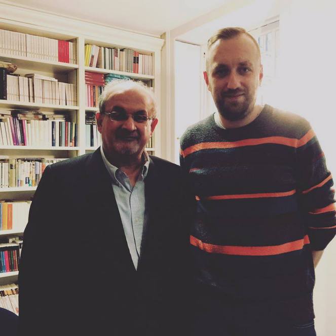 Salman Rushdie i Michał Nogaś (fot. arch. M. Nogasia) 