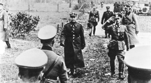 Kapitulacja Warszawy 28 września 1939. Gen. Tadeusz Kutrzeba przybywa na spotkanie z gen. Johannesem Blaskowitzem.