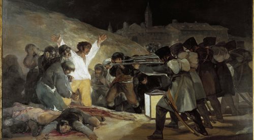 Obraz Francisco Goi pt. Rozstrzelanie powstańców madryckich 3 maja 1808 roku