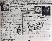 Kartka pocztowa wysłana 6 czerwca 1940 roku do Starobielska. Zwrócona przez sowiecką pocztę z adnotacją 