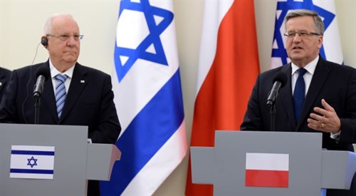 Prezydent Izraela Reuwen Riwlin oraz prezydent RP Bronisław Komorowski