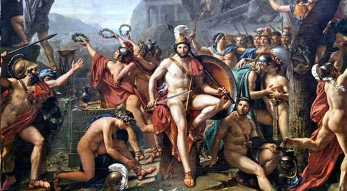 Leonidas pod Termopilami, obraz Jacquesa-Louisa Davida z 1814Wikimedia Commons