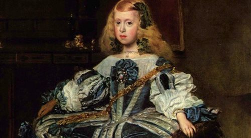 Diego Velzquez Infanta Margarita (fragm. obrazu). Małgorzata Teresa Habsburg miała 14 lat, gdy w 1666 r. opuściła Madryt i udała się do Austrii, gdzie została uroczyście powitana przez swojego przyszłego męża