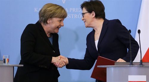 Premier Ewa Kopacz i kanclerz Niemiec Angela Merkel