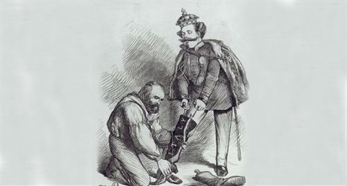 Karykatura Garibaldiego i Wiktora Emanuela II z angielskiej gazety Punch (Londyn, 1860), fot. Pramzan, źr. Wikimedia CommonsCC 3.0