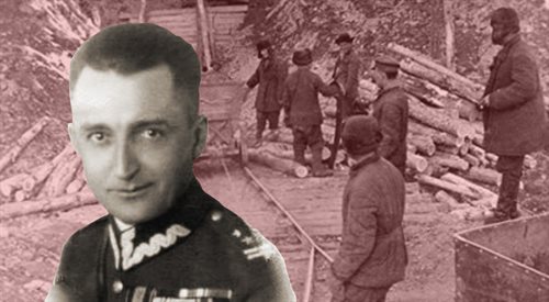 Gen. August Emil Fieldorf Nil na tle ludzi pracujących w gułagach