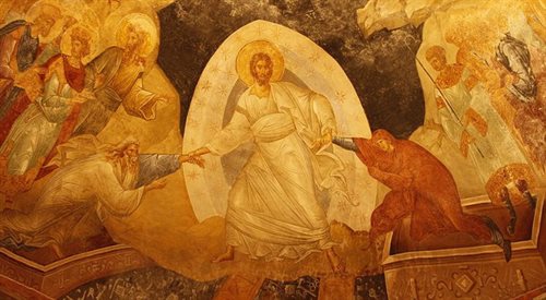fresk przedstawiający zstąpienie Jezusa do piekieł