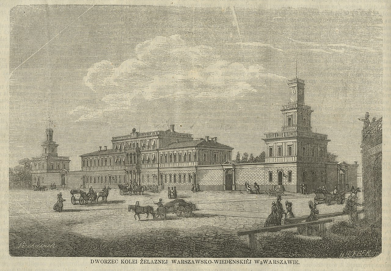 Dworzec kolei żelaznej Warszawsko-Wiedeńskiej w Warszawie, 1859 r. Fot. Wikipedia/domena publiczna