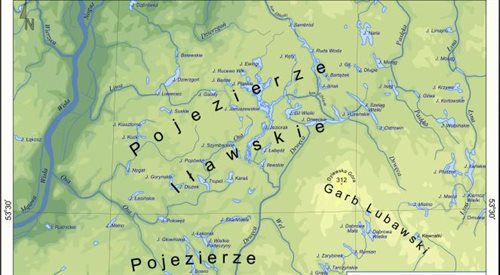 Mapa Pojezierza Iławskiego i Garbu Lubawskiego