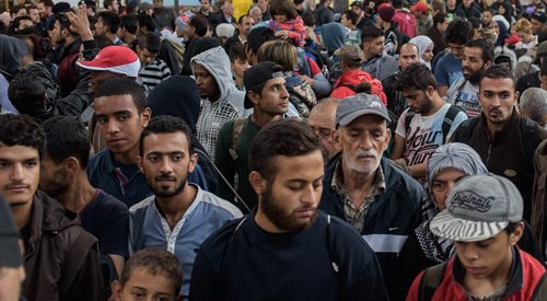 Uchodźcy na dworcu głównym w Monachium, Niemcy