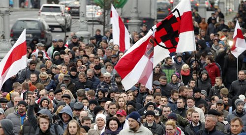 Manifestacja w Mińsku 10 października 2015 roku