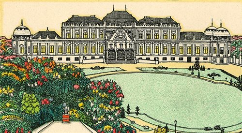 Belweder w Wiedniu na pocztówce z lat 1908-1914
