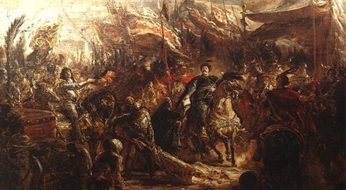 Jan III Sobieski pod Wiedniem Jan Matejko. Szkic do tego obrazu został skradziony we Lwowie.