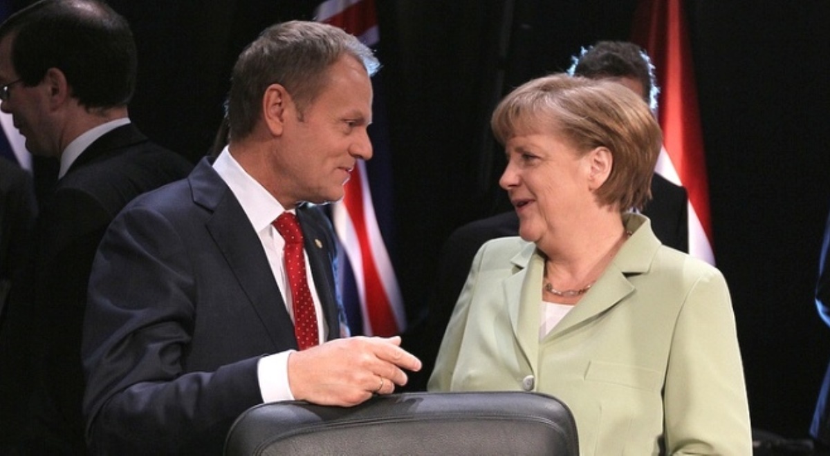 Premier Donald Tusk i kanclerz Niemiec Angela Merkel