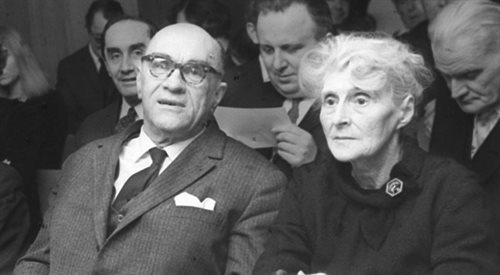 Jarosław i Anna Iwaszkiewiczowie w 75. rocznicę urodzin pisarza (1969 r.)