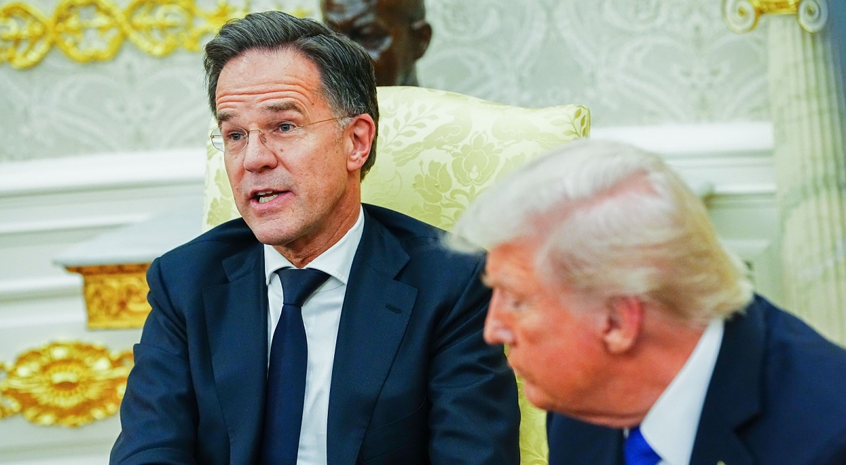 NATO Secretary General Mark Rutte speaks as he meets with US President Donald J. Trump in the Oval Office of the White House in Washington, DC, USA, 22 October 2025. The leaders met to discuss continued support for Ukraine.
